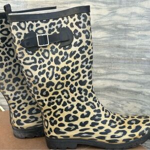 Leopard Print Women's Rain Boots